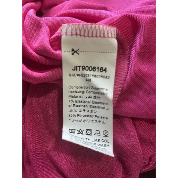 Shein Curve Puff Sleeve Blouse 1XL Pink Sweetheart Neck Ruched Stretch Romantic - Picture 4 of 4